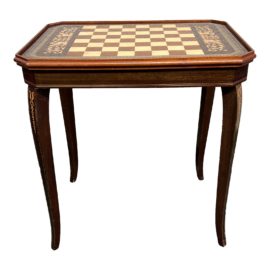 Vintage Italian Intarsio Style Game + Side Table
