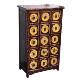 Vintage Chinese Decorated Rustic Apothecary Cabinet