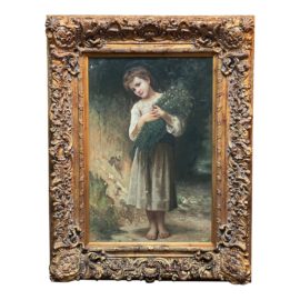 Vintage William-Adolphe Bouguereau Replica "The Return From the Field" Custom Framed Painting by Thompson