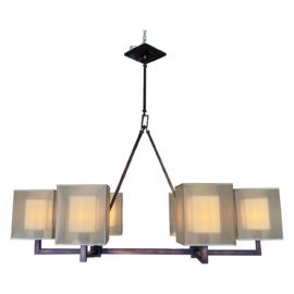 Fine Art Handcrafted Lighting Quadralli Six Light Chandelier, Bronze. Original Price: $13,175