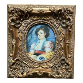 Antique Custom Ornate Framed Woman Portrait Painting