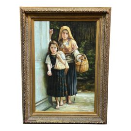 Vintage William Adolphe Bouguereau Style Custom Framed Replica Painting