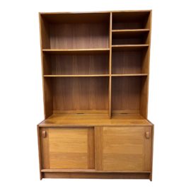 Domino Mobler Two Piece Teak Wood Bookshelf/Cabinet