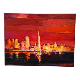 Anatoly Khmara "The City of Night" Original Oil + Acrylic Painting