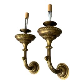 Antique Brass Wall Sconces, a Pair