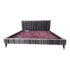 NEW Eastern King Saatva Valencia Graphite Vintage Velvet Bed Frame. Original Price: $1,900