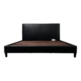 NEW Eastern King Size Saatva Black Leather Sienna Bed Frame. Original Price: $3,100