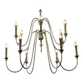 Currey & Company Orion Large 12 Light Silver Chandelier. Original Price: $1,966