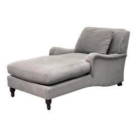 Pottery Barn Carbon Grey Performance Velvet Carlisle Chaise Lounge. Original Price: $1,700