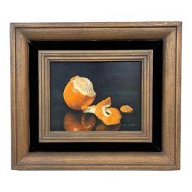 Mid 20th Century Nel Cary "Peeled Orange" Still LIfe Painting, Framed