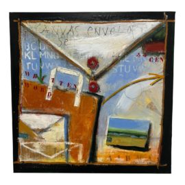 2001 Tjasa Owen "Canvas Envelope Writtenword" Painting. Original Price: $2,600