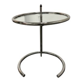 Eileen Gray for Room & Board Style Glass + Chrome Adjustable Side Table