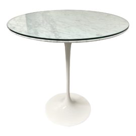 Eero Saarinen for Knoll Tulip Pedestal Table + Round Marble/Glass Table Top. Original Price: $1,426