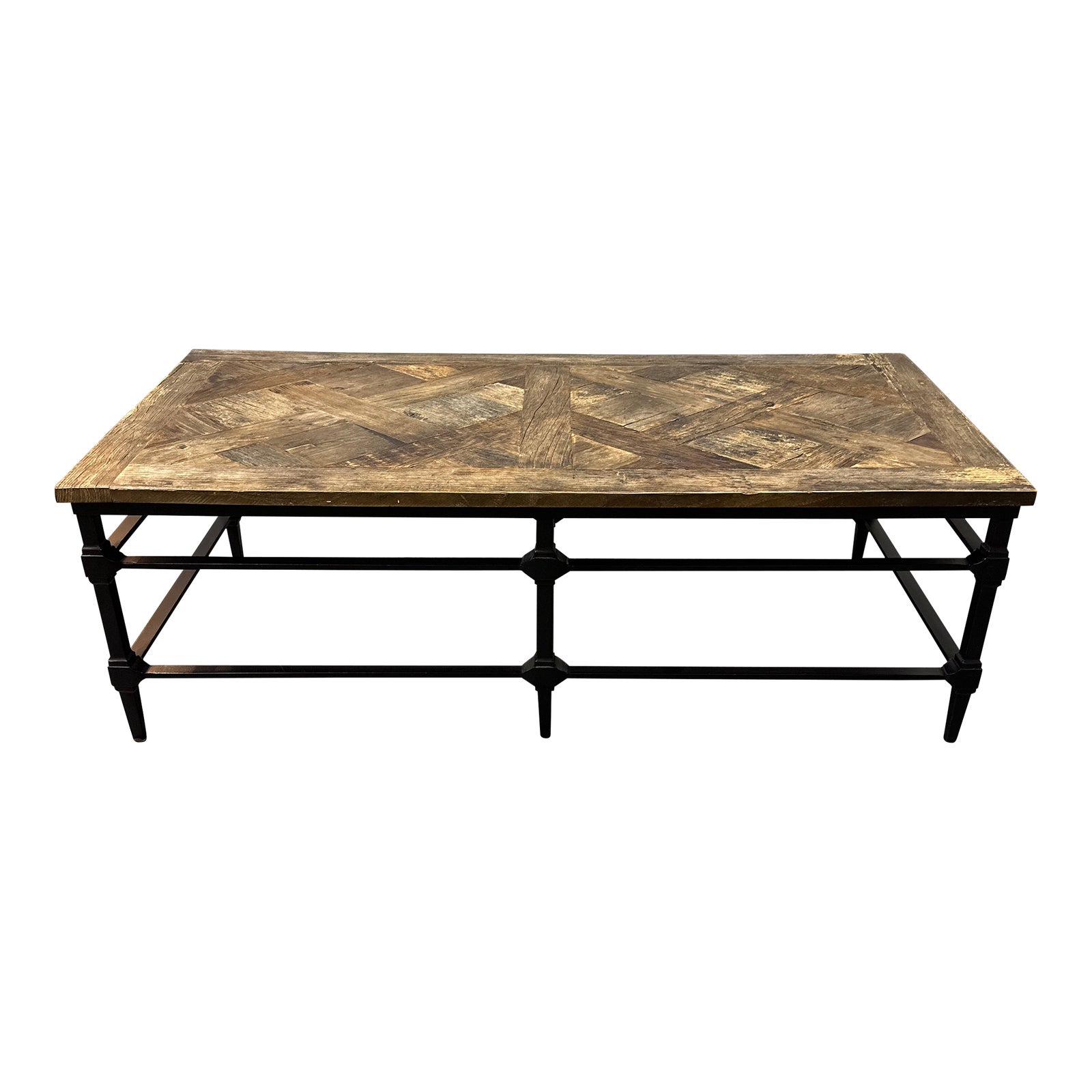 Century Rustic Walnut Wood Rectangle Open Coffee Table, image size:1600x1600