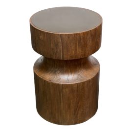 Brownstone Laguna Drum Solid Teak Side Table. Original Price: $1,878