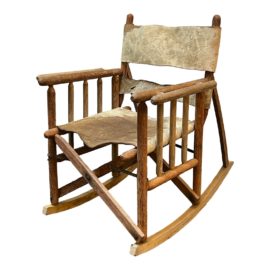Mid 20th Century Cowhide Folding Safari Campaign Chair