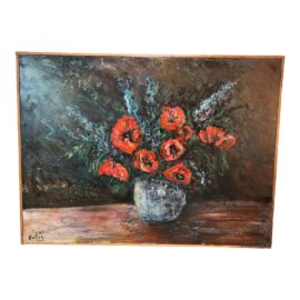 1993 Lawrence Kulig "Flowers in a Crystal Vase" Original Oil Painting. Original Price: $4,600