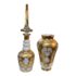 Bohemia Crystal White Opal Glass of a Decanter + Vase With Gold Paint Set