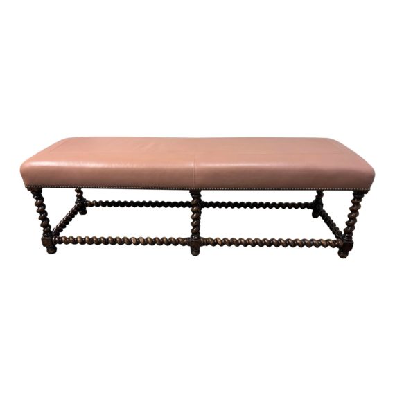 custom-design-leather-barley-twist-wood-bench-7282