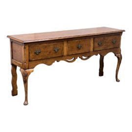 Mid 20th Century English Queen Anne Style Three Drawer Console