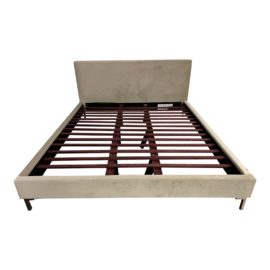 NEW California King Santorini Taupe Vintage Velvet Bed Frame. Original Price: $1,695