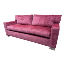 Custom Design Queen Sleeper Sofa With Salmon Tone Patterned Velvet. Original Price: $14,300