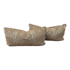 Custom Sierra Brown & Cream Lumbar Pillows, a Pair