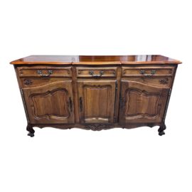 Antique French Country Louis XV Solid Walnut Sideboard