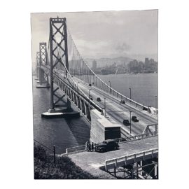 San Francisco Bay Bridge Vintage Mounted Black + White Photograph