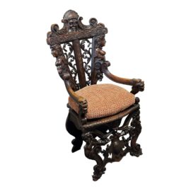 Early 19th Century Italian Renaissance Carved Wood Armchair. Original Price: $11,180