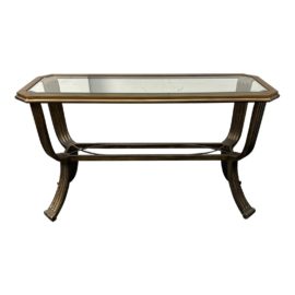 Vintage Transitional Metal Bronze Finish + Glass Console Table