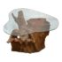 Salvaged Teak Tree Root + Glass Side Table