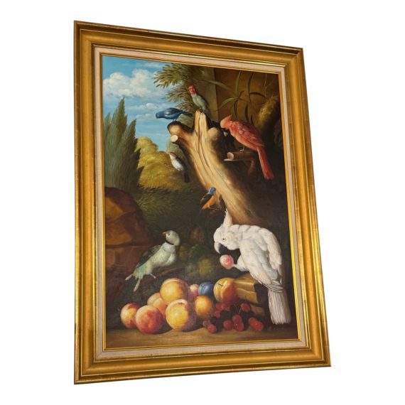 a-herbert-still-life-with-birds-fruit-framed-painting-8070
