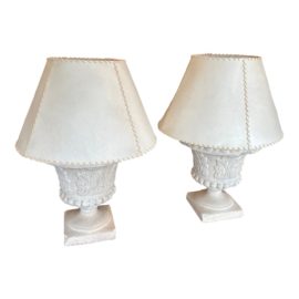 Cast Terracotta Urn Table Lamps, a Pair