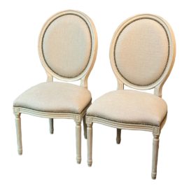 Louis XVI Style Oval Back Dining Chairs, a Pair