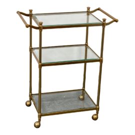 Antique Brass Finish Petite Bar Cart. Original Price: $530