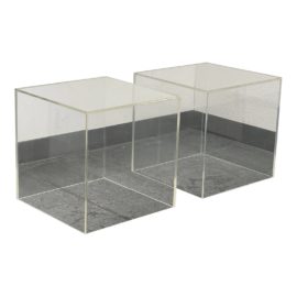Acrylic Extra Large Cube Side Tables, a Pair