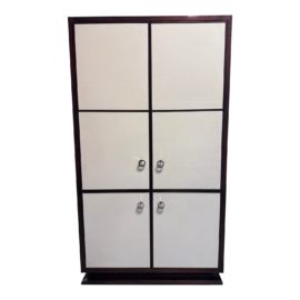 Polo Ralph Lauren White Leather + Mahogany Media Cabinet