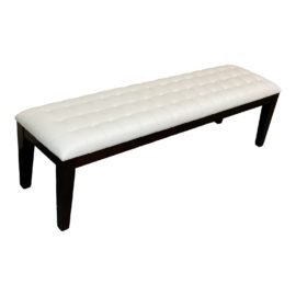 Contemporary White Leather Tufted Bench