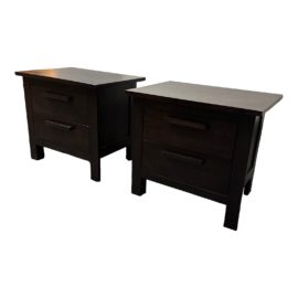 Scandinavian Designs Two Drawer Dark Finish Nightstands, a Pair