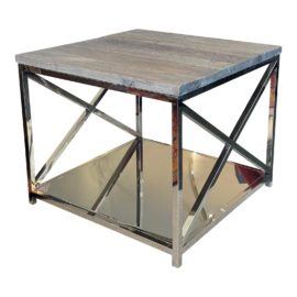 NEW Brownstone Sonoma Elm + Steel Side Table. Original Price: $530