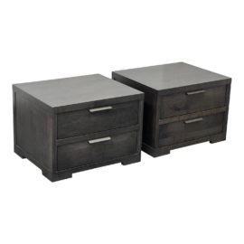 Baronet Silver Two Drawers Nightstands, a Pair. Original Price: $1,200