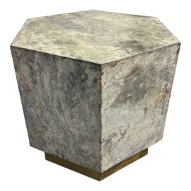 West Elm Geo Hex Gray and Gold Side Table. Original Price: $300