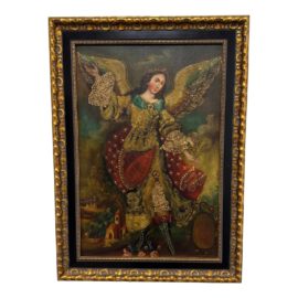 Vintage Peruvian Cuzco School Arcangel Ariel Canvas