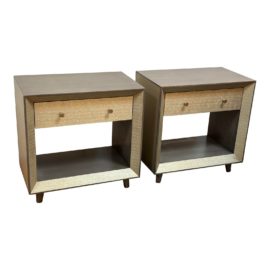 Made Good Blaine Faux Canvas Nightstands, a Pair. Original Price: $5,485