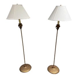Hammered Bronze Contemporary Floor Lamps, a Pair
