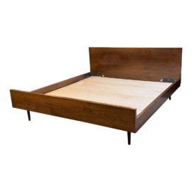 Miles&May Walnut Platform Eastern King Bed Frame. Original Price: $3,700