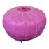 Round Pink Leather Moroccan Pouf