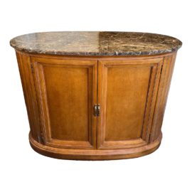 Transitional Marble Top Oval Credenza + Bar. Original Price: $3,000