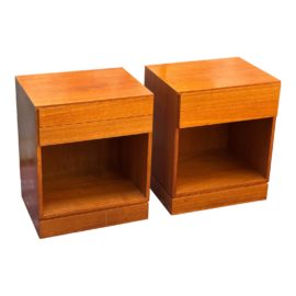 Scandinavian Teak Nightstands, a Pair
